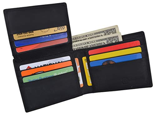 Men's Cowhide Leather USA Flag Eagle Logo RFID Bifold Wallet4