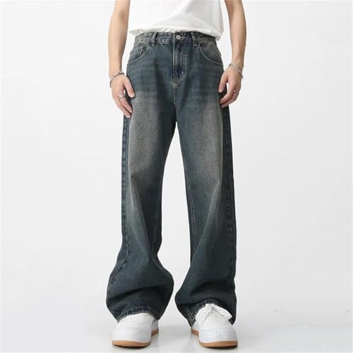 Men's Casual Ripped Denim Jeans, Wide Leg Design, High-Waisted Distressed Pants2