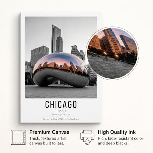 VeroTin Chicago Wall Art Poster - Large Illinois Map 12x16 Canvas UNFRAMED by VeroTin - Used condition - Image 5