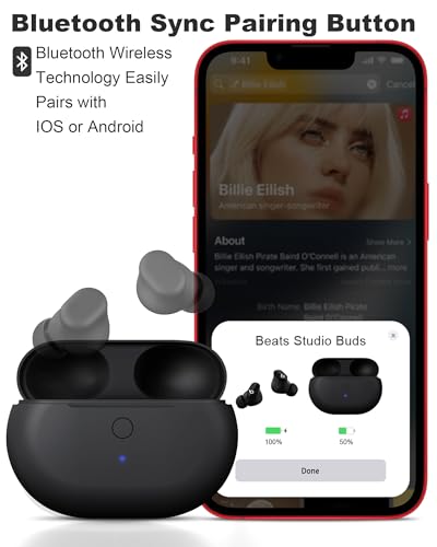 Image of Charging Case Replacement for Beats Studio Buds - Earbuds Charger Case with Bluetooth Pairing Sync Button, 660mAh Battery (Earbuds Not Included)
