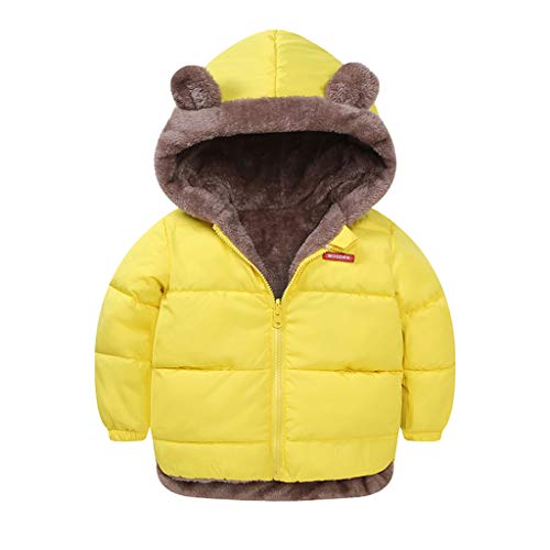 Abrigo Niños 1-5 Años,Logobeing Chaquetas de Niñas Abrigo A Prueba de Viento de Invierno Orejas de Oso Chaqueta con Capucha Gruesa Outwear (18-24 Meses, Amarillo)