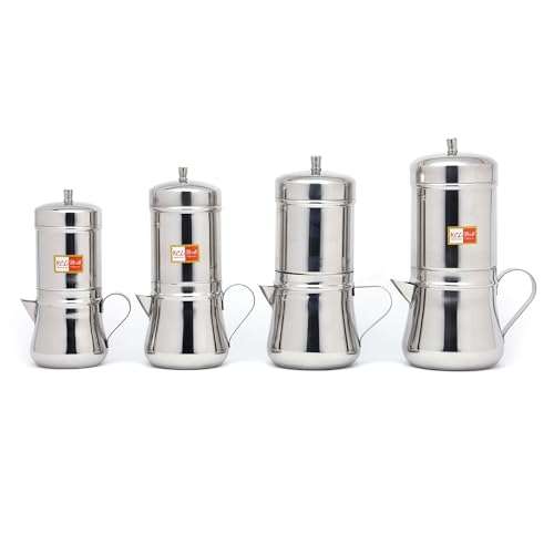 Image of KCL Stainless Steel Filter Coffee Maker | South Indian Style Kaapi Drip Decoction Maker | Traditional Brewing Process with Serving Pot for Authentic Coffee Experience (No.4-300ML)