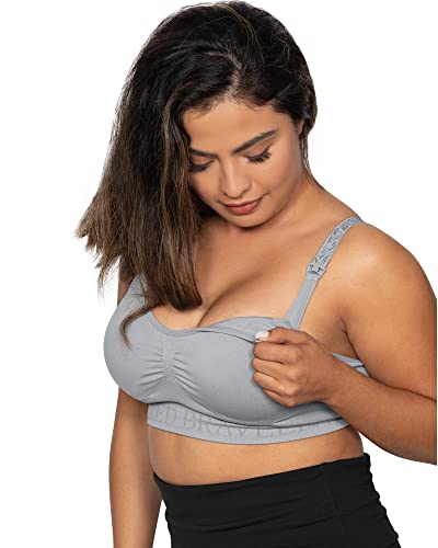 Kindred Bravely Simply Sublime Busty Seamless Nursing Bra For F, G, H, I Cup | Wireless Maternity Bra (Grey, Xx-Large-Busty) #TOP3