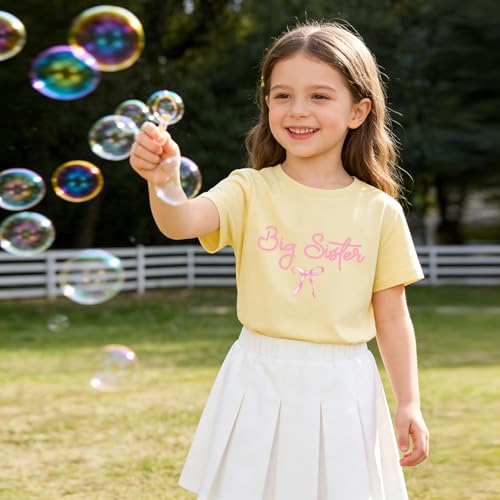 Image of Big Sister Announcement T Shirt Toddler Girls Promoted to Big Sister Tees Outfits 1-7 Years