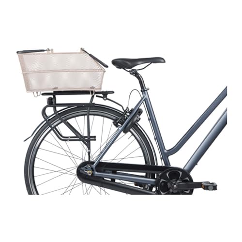 Basil Cento MIK Fahrradkorb – abschließbares MIK-System inkl. - Wetterfest - Robust - 21 Liter Volumen, ideal für den Gepäckträger und tägliche Nutzung - Metallfarbig