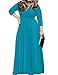 POSESHE Women's Solid V-Neck 3/4 Sleeve Plus Size Evening Party Maxi Dress