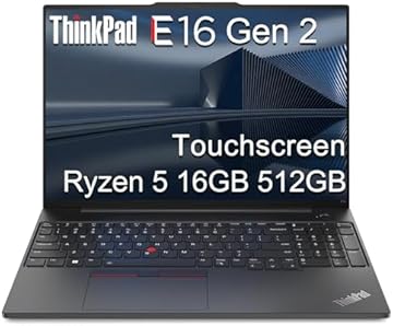 Lenovo ThinkPad E16 Gen 2 Business Laptop (16" FHD+ Touchscreen, AMD Ryzen 5 7535U (> Intel i7-1255U), 16GB DDR5 RAM, 512GB SSD) Fingerprint, Backlit, Webcam, Ethernet, Win 11 Pro w/ Copilot, Black