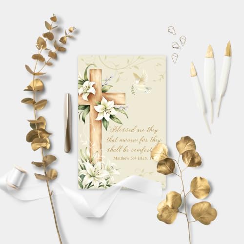 Image of Religious Sympathy Card with Bible Verse, Christian Condolence Cards for Loss of Loved One, Faith Based Bereavement Gift, Deepest Sympathy Greeting Card for Family Friend Coworker