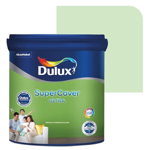 Image of Dulux SuperCover Ultra - Premium Interior Emulsion Paint For Walls and Ceilings | Smooth Matte Finish | Durable, Long-Lasting Paint with Extra Coverage, Green (4L, Glass Green, 4 Years Warranty)