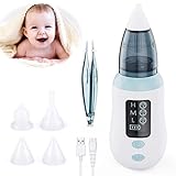 Nasensauger, Nasensauger Baby Wiederaufladbar, Nasensauger Elektrisch Mit 3 SaugstäRken Nasensauger Baby Staubsauger LED-Anzeige, Nasenreiniger mit 4 Silikonspitzen Kleinkind Sekretsauger Nasensauger