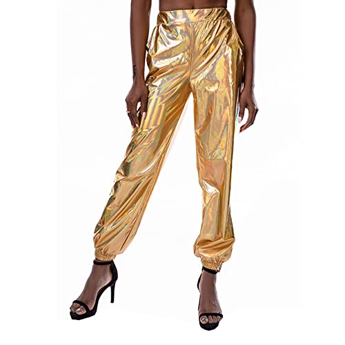 Damen-BeiläUfige Sport-StraßEn-Hip Hop-Fantasie-Hosen-GläNzende Lose...