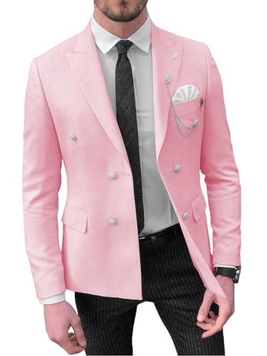 Mens Double Breasted Blazer Jacket for Men Slim Fit Casual Sports Coats for Men Regular Fit Business Wedding Dinner