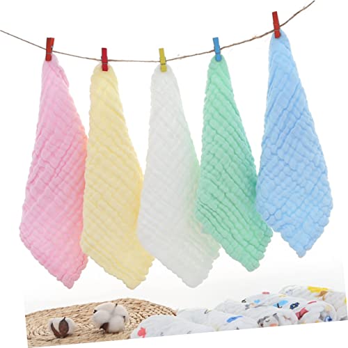 GARVALON 6-Layer Cotton Baby Washcloths Set Absorbent Muslin Burp Cloths for Newborns 5pcs Soft Hand Towels for Drooling and Bathing4
