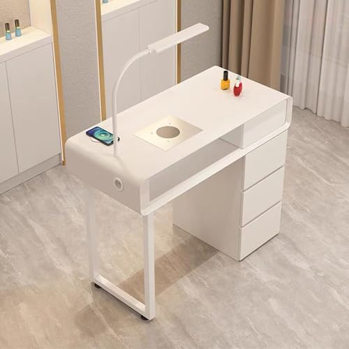 Mesa de Manicura Profesional — Mesa para Uñas Multifuncional con Sistema de Aspiración Iluminación Oculta Carga Inalámbrica y Sistema de Extracción de Polvo para Salones de Manicura y Uso Doméstico(31