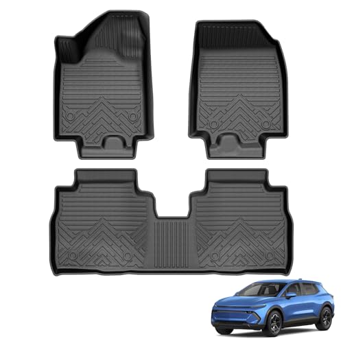 Powerty Floor Mats for 2024-2025 2026 Chevrolet Chevy Equinox EV Accessories (Non Fuel) All Weather Protection Anti-Slip and Waterproof Car Floor Liners for Equinox EV 3PCS