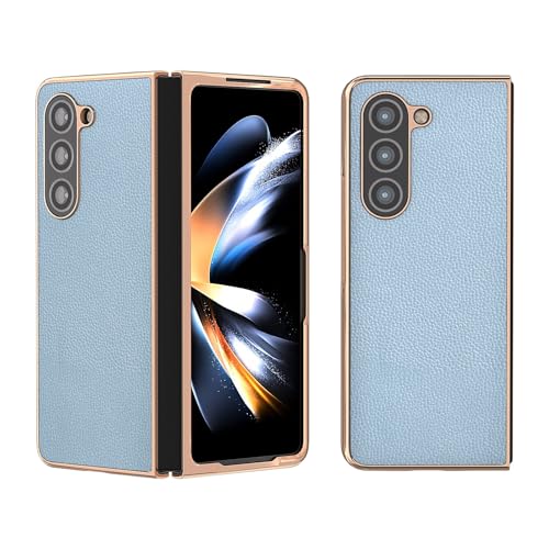 Coque Samsung Galaxy Z Fold 4 cuir bleu ciel protection rigide