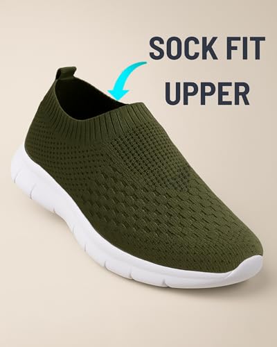 Image of Kraasa Tread Walking Shoes for Men | Knitted Slip-On Sneakers