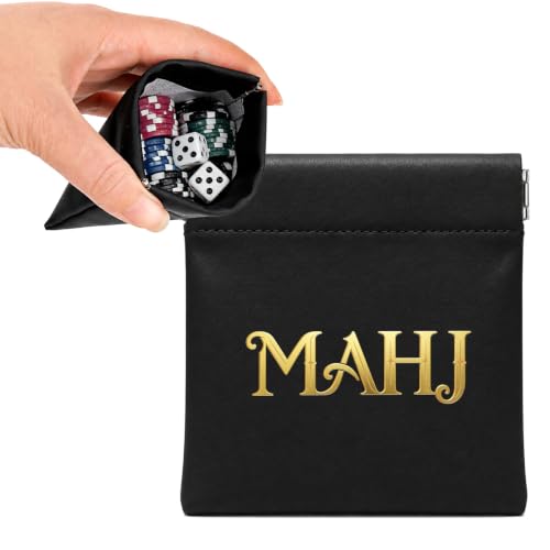 Vodolo PU Leather Small Mahjong Dice Bag-3.8 inch Waterproof Portable Storage Mahjong Dice Holder,Travel Mah Jong Coin Purse for Mahjong Accessories and Supplies