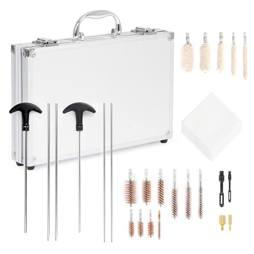 WilTec Kit de Nettoyage Arme et Pistolet 100 pcs. Mallette de Transport Entretien Arme à feu Brosses – Image 4