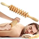 anfoalfmo Rodillo de Masaje Muscular de Madera de 15 Pulgadas con 9 Rodillos, Herramientas de Masaje de maderoterapia, Herramientas for Esculpir el Cuerpo y facilitar el Tejido Profundo.