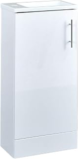 Milano Lurus - 400mm Compact Floorstanding Bathroom Cloakroom Vanity Unit with Slimline Basin - White