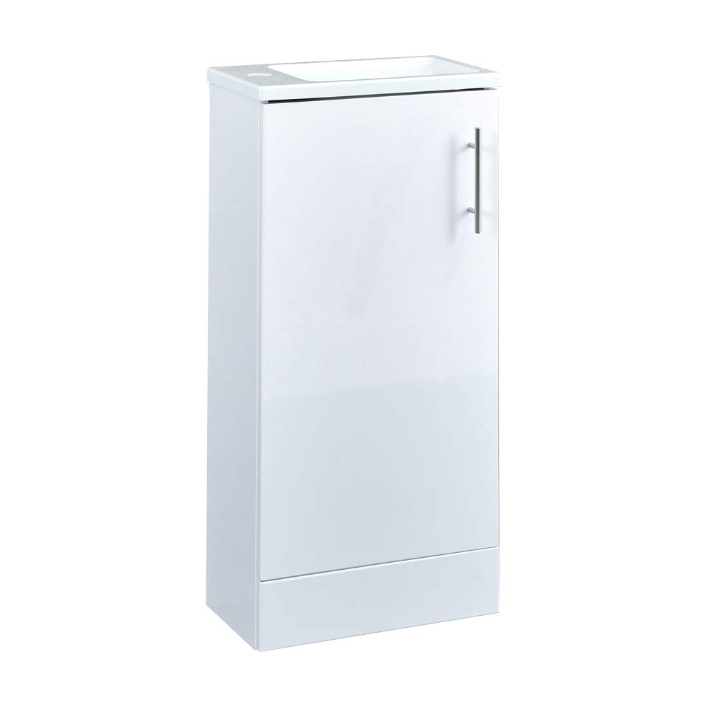Milano Lurus 400mm Floorstanding Bathroom Vanity Unit Slimline Basin - White