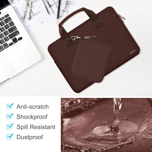 Image of Hseok Laptop Sleeve 13.3-14 inch Case with Small Pouch, Neoprene Computer Bag Compatible with MacBook Pro 14 inch M4 /M3 /M2 /M1 2025-2021, Mac Air /Pro 13.3 inch and Most 13-14 inch Notebooks,Coffee