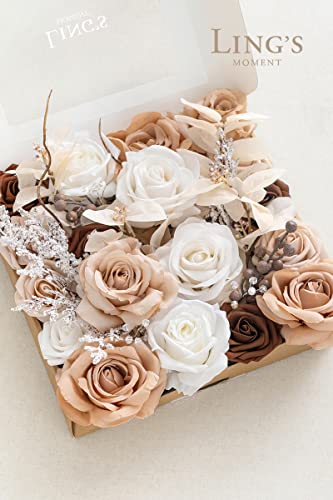 Ling's Moment Nude Boho Deluxe Artificial Flowers And Greenery Combo Box Set, Rust Sepia Fake Flower For Diy Wedding Bridal Bouquet, Centerpieces Decor, Floral Arrangement Decor, Etc. #TOP4