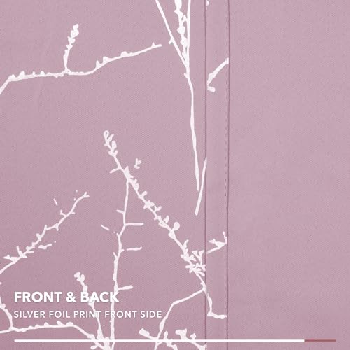 Deconovo Blackout Curtains Thermal, Tree Branches Printed Eyelet Curtains for Nursery, Baby Pink, 46 x 54 Inch (Width x Length), 2 Panels - Image 5