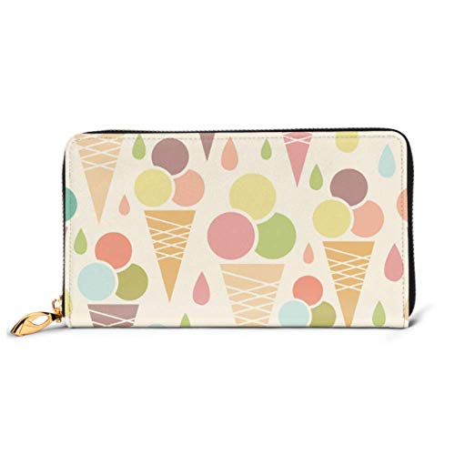 Preisvergleich Produktbild JHGFG Mode Handtasche Reißverschluss Brieftasche Eistüten Muster Telefon Kupplung Geldbörse Abendkupplung Blockieren Leder Brieftasche Multi Card Organizer
