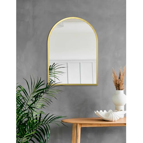 Image of Arched Wall Mirror 20 inchx16 inch Arch Mirror Aluminum Alloy Frame Bathroom Mirror for Vanity Living Room, Bedroom, Entryway Large