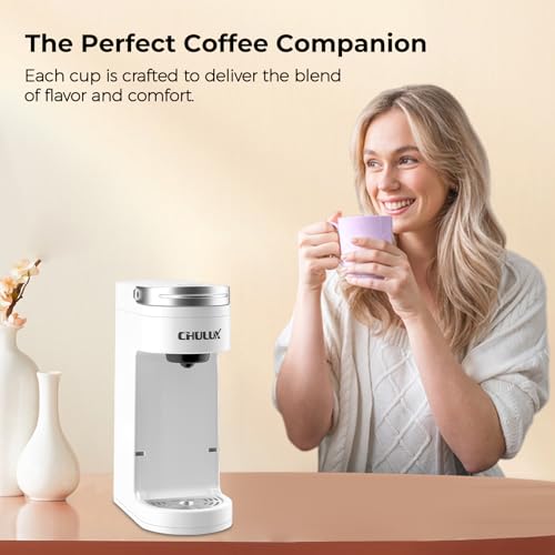 Image of CHULUX Slim Single Serve Coffee Maker for K Pod, Brew Up to 12oz Cup, White