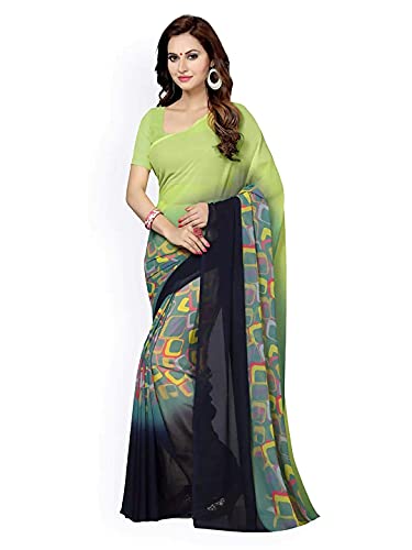 Sari en georgette et crêpe haut de gamme motif arc-en-ciel