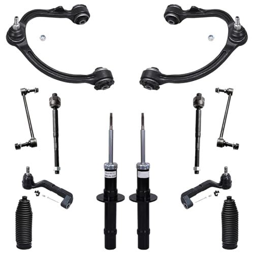 Image of Detroit Axle - AWD Front End Kit for 05-10 Chrysler 300, 05-08 Dodge Magnum, 07-10 Charger, Shock Absorbers Upper Control Arms w /Ball Joint Tie Rods Sway Bars Boots Replacement - 12pc Set