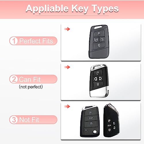Image of Pangpai Pink Key Fob Cover for VW Volkswagen, Soft TPU Key Case Protection with Bling Keychain Fit for Tiguan Atlas Jetta Passat Golf Alltrack Smart Key