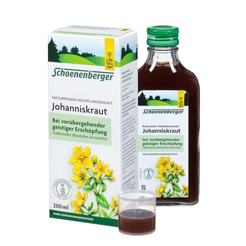 Schoenenberger - Johanniskraut naturreiner Heilpflanzensaft - 1x 200 ml Glasflasche - natürliches Mittel zur Beruhigung und Stressreduktion - freiverkäufliches Arzneimittel