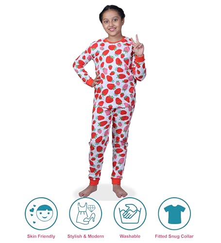 Image of Hestia | H.NSG.N.1 | Kids Girls Nightwear | Sleepwear | Cotton |Trouser Full Sleeves Tshirt | Elastic Waist |Night Dress with Pyjama Tshirts for Girls|All Over Horse Printed |Blue Color 4-6Yrs |Set 1