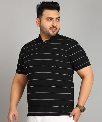 Image of INKKR Plus Size Men's Regular Fit Striped Polo Tshirt Combo