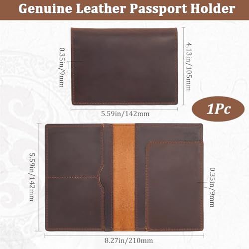 Gorgecraft AJEW-WH20007-04B-US16 5.6X4/142 * 105Mm Genuine Leather Passport Holder Crazy Horse Leather Wallet Handmade Passport Cover Rectangle Travel Luggage Case Document Organizer thumb #1