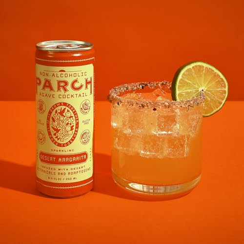 Image of PARCH Desert Margarita Agave Mocktail (8.4 oz 8 Pack) - 100% Vegan Canned Drinks made with Organic Agave, Herbal Adaptogens & Desert Botanicals