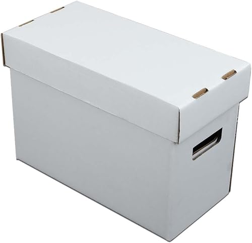 Miniatura 1 de PIT66 10 cajas de almacenamiento de cómics con tapas cortas capacidad para 150-175 libros de cómics apilables y duraderos, color blanco