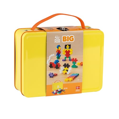 Plus-Plus-9603274 Big Box Basic, Set di mattoncini da Costruzione in Pratica Scatola Metallica con Manico, 70 Pezzi, Multicolore, 52349 - Lego - Immagine 1