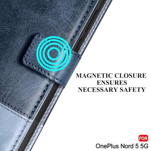 Image of TheGiftKart Flip Back Cover Case for OnePlus Nord 5 5G | Dual-Color Leather Finish | Inbuilt Stand & Pockets | Wallet Style Flip Back Case Cover for OnePlus Nord 5 5G (Faux Leather, Blue & Sky)