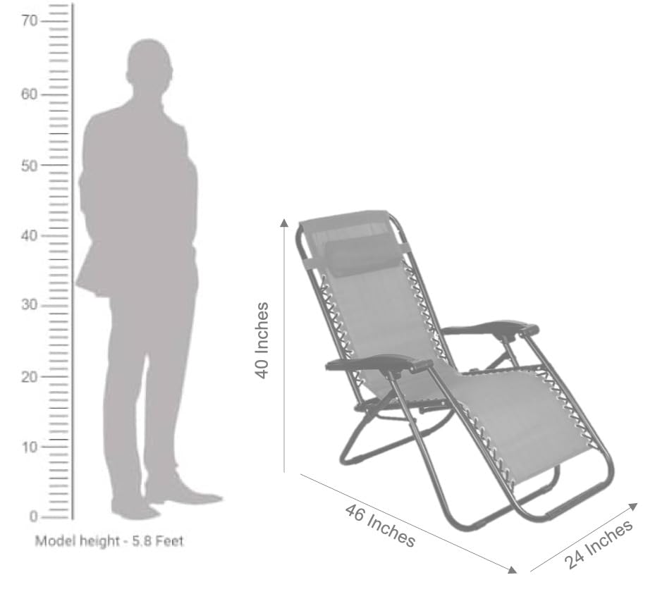 Image of Yo Green Stainless Steel Zero Gravity Chair, Lawn Chair Recliner Lounge, Portable Camping Folding Beach Chair with Removable Pillow (Carrot Red)