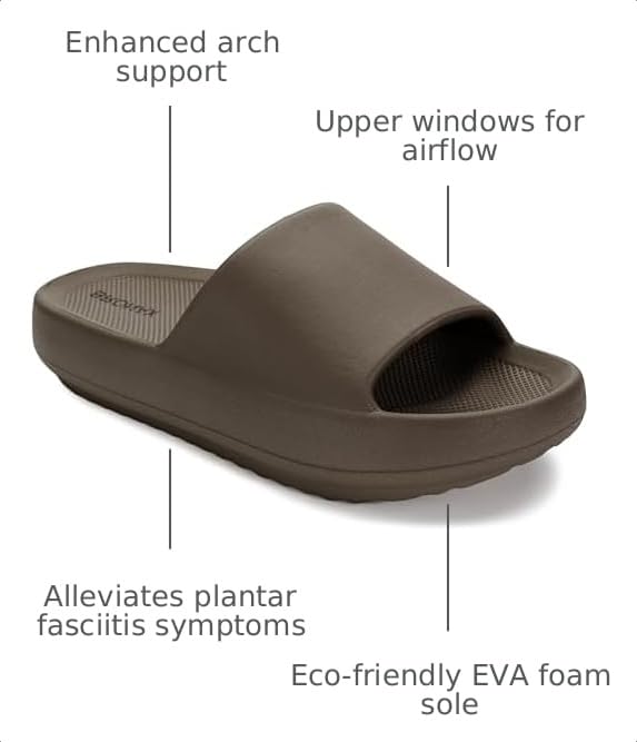 Image of BRONAX Arch Support Slides for Women and Men Y180 | EVA Cushioned Thick Sole, Pain Relief Sandals, Open Toe, Ideal for Shower, Beach & Everyday Wear