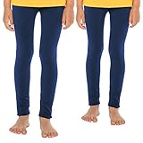 Celodoro Kinder Thermo Leggings (2 Stück) - warme Unterhose lang mit Innenfleece - Blau 110-116