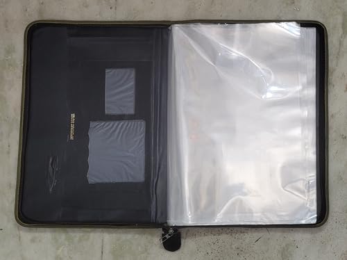 Image of Filemate Executive A3 Zippered Document Portfolio Bag - Faux Crocodile Rexine File Folder with 20 Clear Sleeves, Internal Pockets, and Zipper - Organizer for Artists, Architects & Professionals
