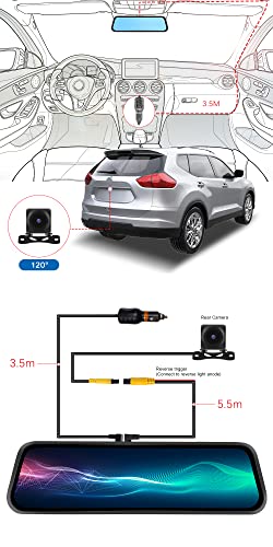 Camecho 9.66” Mirror Dash Cam Backup Camera With 32Gb Card, 1080P Full Hd Touch Screen Dual Front And Rear Camera Super Night Vision, G-Sensor, Wdr, Parking Monitor, Loop Recording, Motion Detection #TOP5