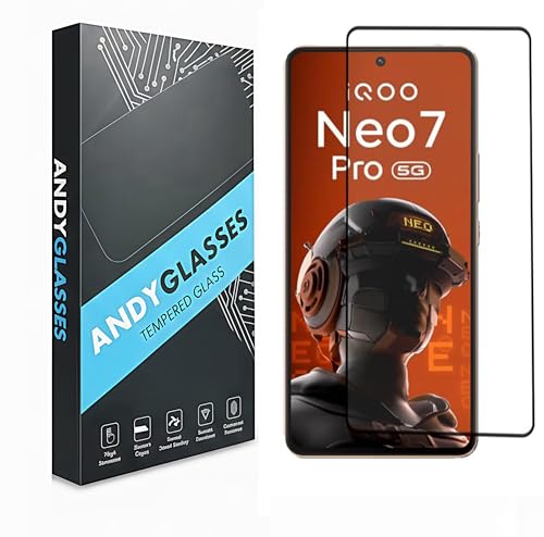 Image of Tempered Glass Screen Protector Compatible For iQOO Neo 7 Pro, iQOO Neo 7, iQOO 11 and iQOO 9T (Black) Edge To Edge Full Screen Coverage 9H With Easy Installation Kit,Pack Of 1