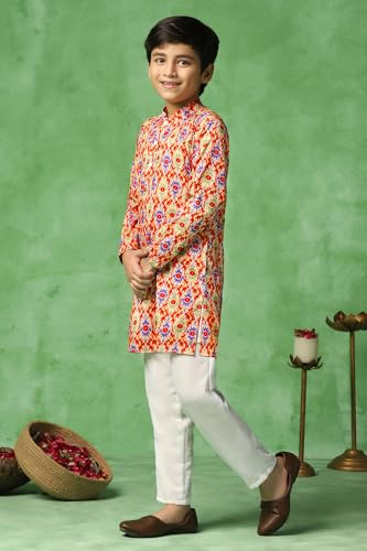 Image of Fashion Dream Boy's Cotton Blend Printed Kurta Pant Set|Kurta Set|Kurta And Pant Set|Kids Ethnic Set|Ethnic Set